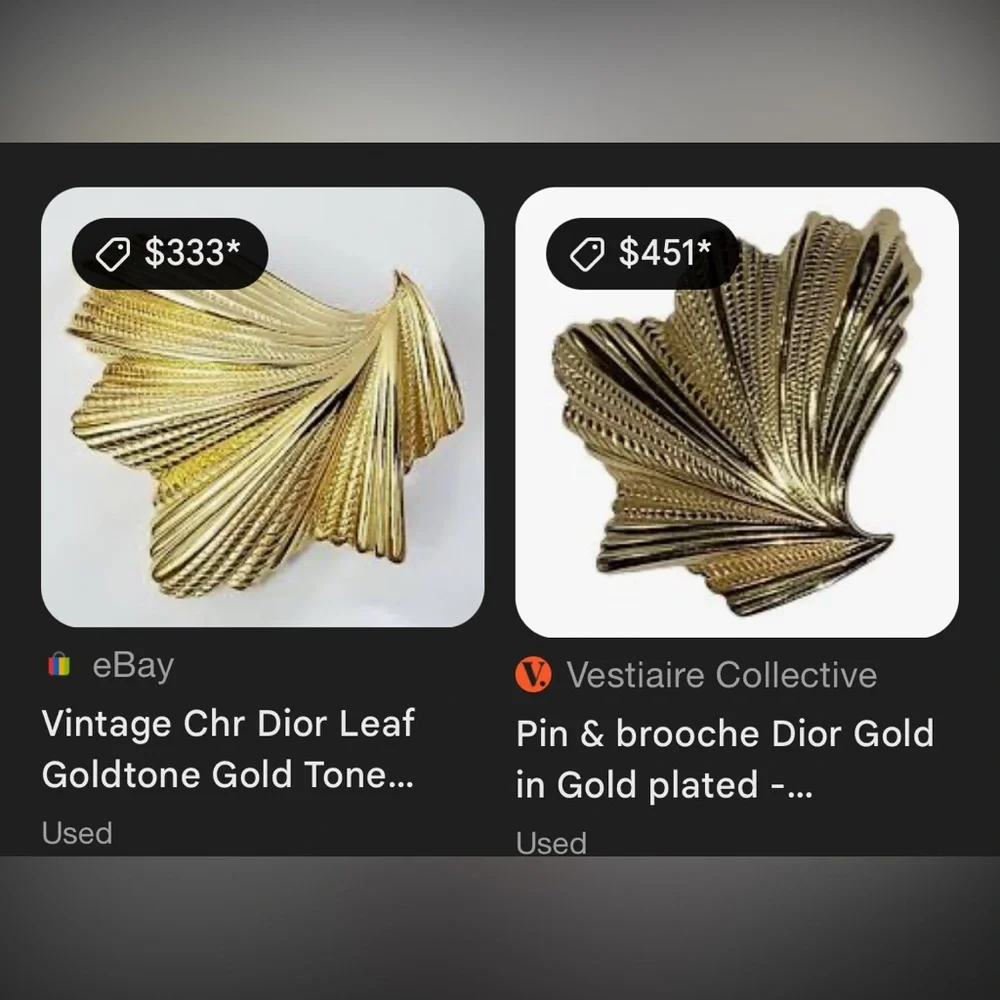 Vintage Chr Dior Leaf Goldtone Gold Tone Brooch Pin Signed Christian Dior RARE - Picture 4 of 8